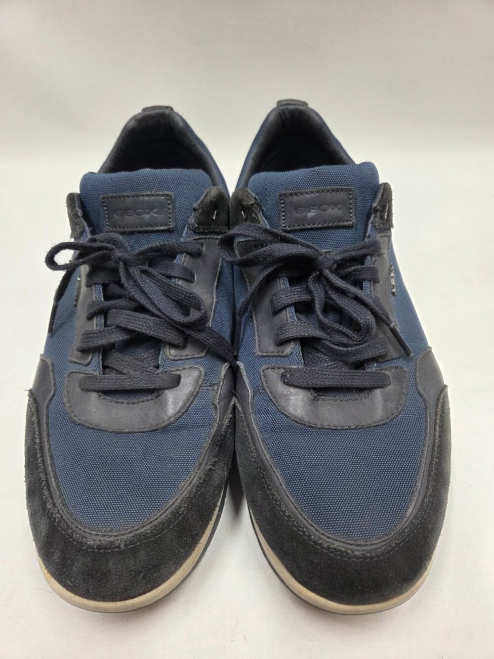 Geox Respira Mens US 10 Blue Black Lace-up Walking Sneakers Shoes Suede